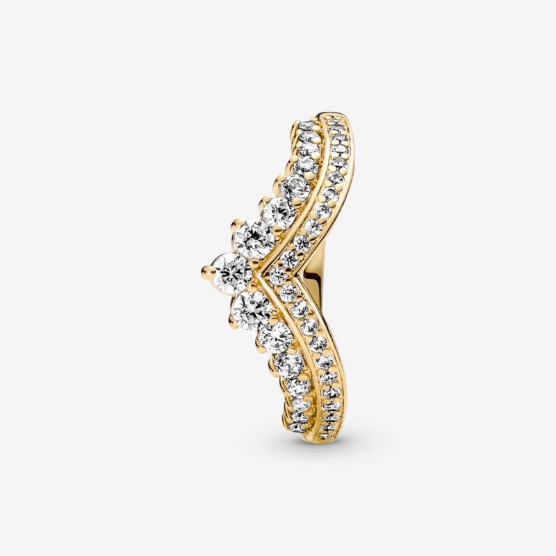 Gold plated Pandora Timeless Wish Tiara Statement Rings | UVCMJY-963