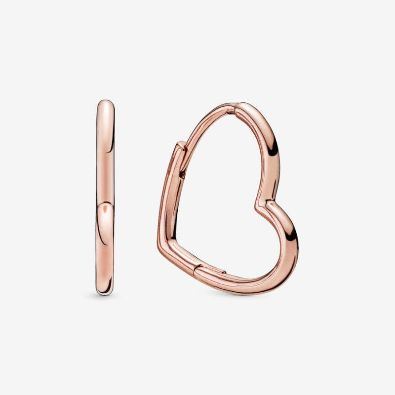 Rose gold plated Pandora Asymmetrical Hoop Earrings | LJCMFX-690