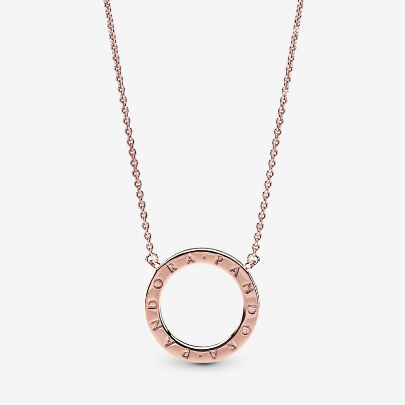 Rose gold plated Pandora Circle of Sparkle Chain Necklaces | SUAHFC-308