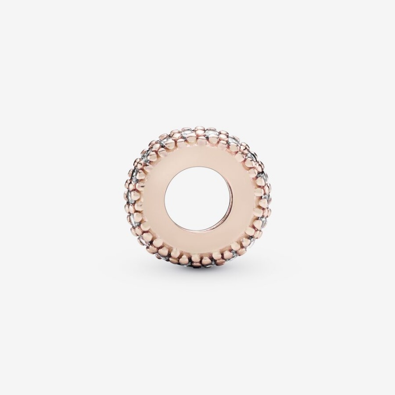 Rose gold plated Pandora Clear Sparkle Spacer Charms | HMTOQS-085