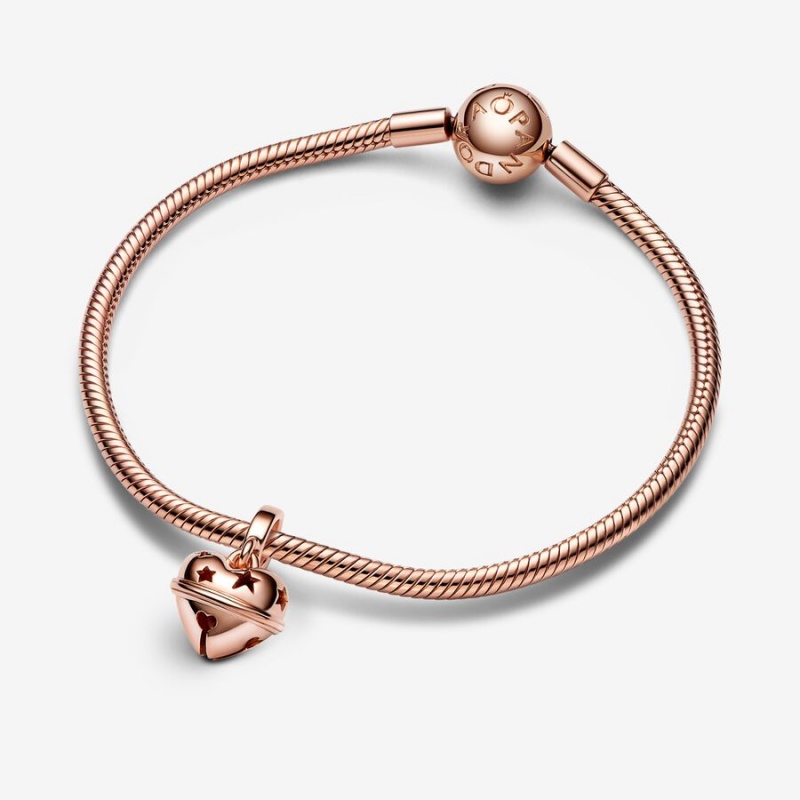 Rose gold plated Pandora Festive Bell Dangle Charms | GNLJXU-284