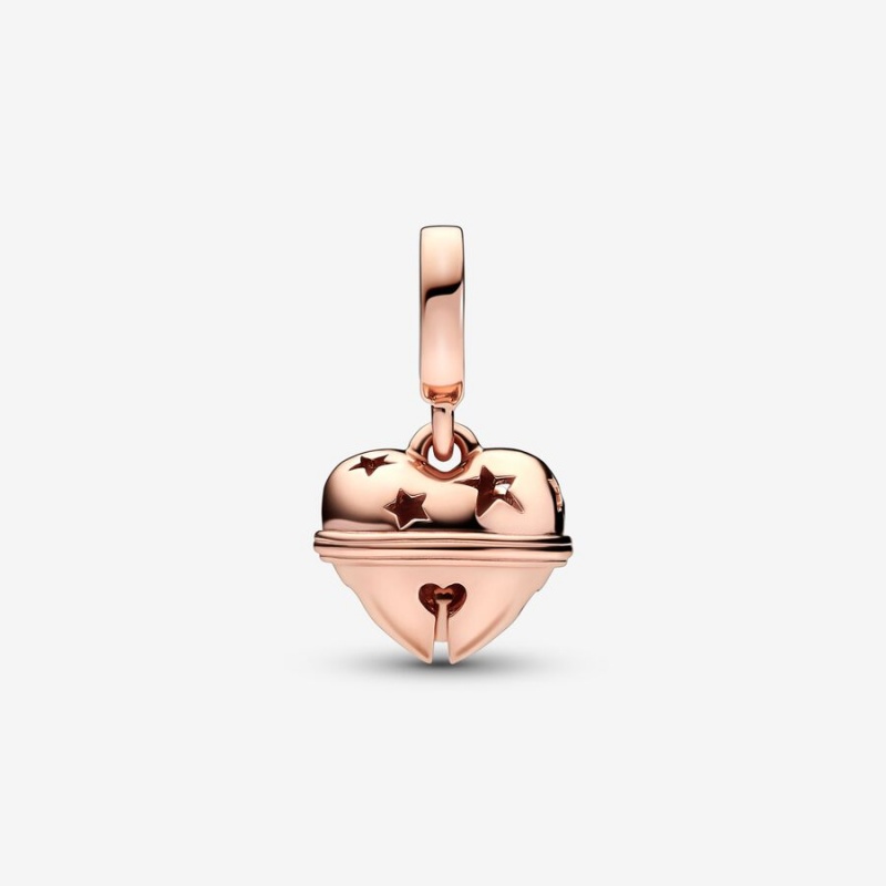 Rose gold plated Pandora Festive Bell Dangle Charms | GNLJXU-284