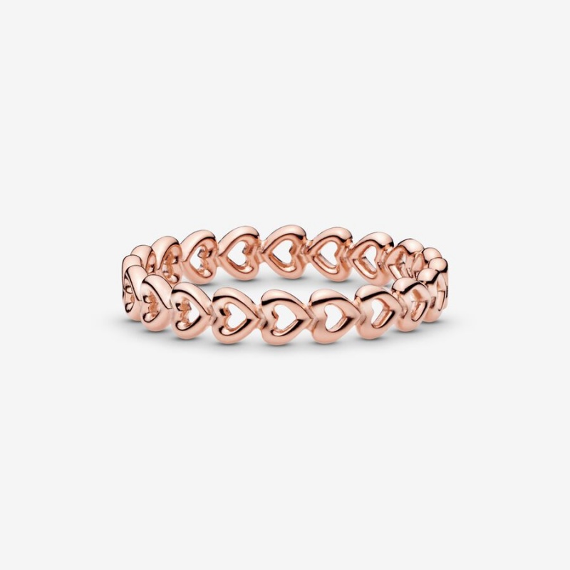 Rose gold plated Pandora Linked Love in Band Rings | VORYEQ-516