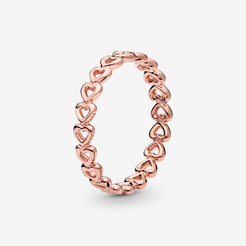 Rose gold plated Pandora Linked Love in Band Rings | VORYEQ-516