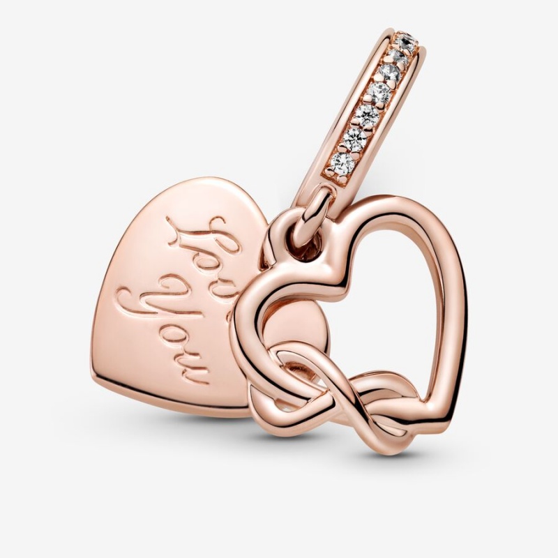 Rose gold plated Pandora Love You Infinity Dangle Charms | VXYNOS-930