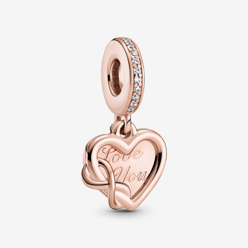 Rose gold plated Pandora Love You Infinity Dangle Charms | VXYNOS-930