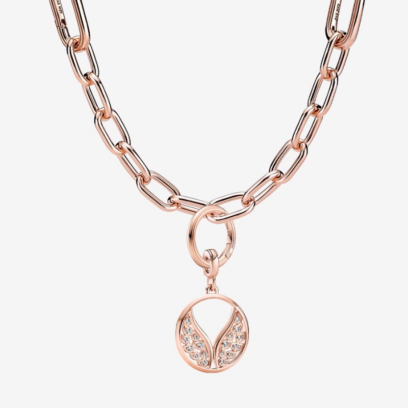 Rose gold plated Pandora ME Burning Wings Chain Necklaces | DVGWKZ-967