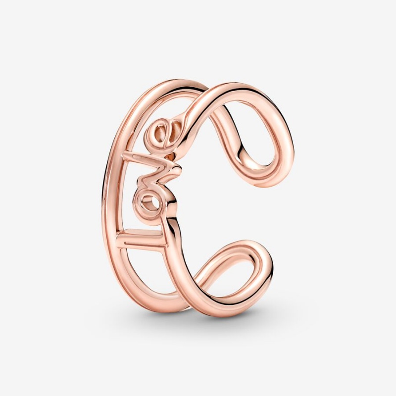 Rose gold plated Pandora ME Love Open Statement Rings | SHUDGN-635