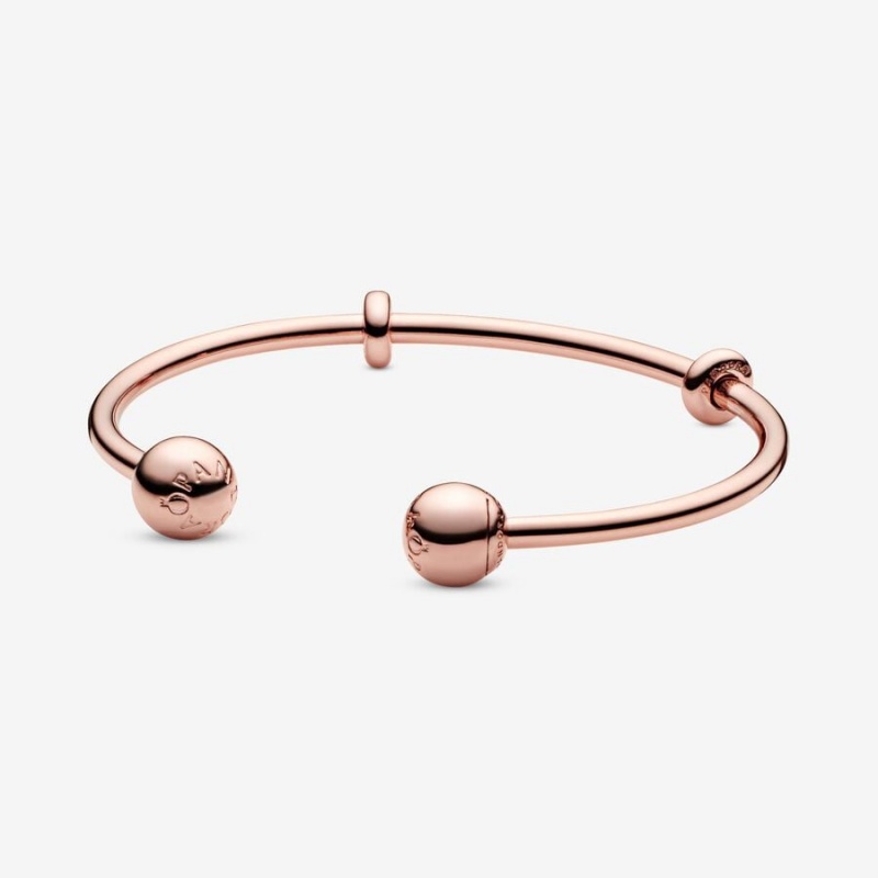 Rose gold plated Pandora Moments Open Bangles | BJLAYO-862