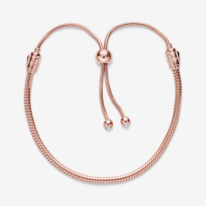 Rose gold plated Pandora Moments Snake Slider Sliding Bracelets | UAWLTS-734