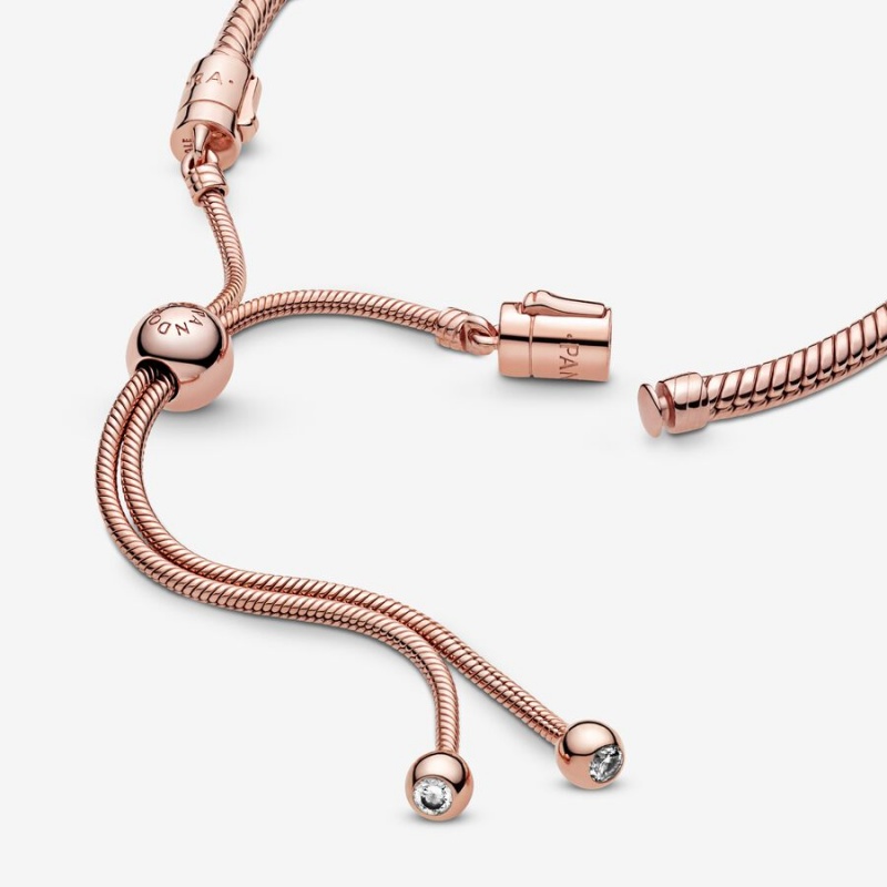 Rose gold plated Pandora Moments Snake Slider Sliding Bracelets | UAWLTS-734