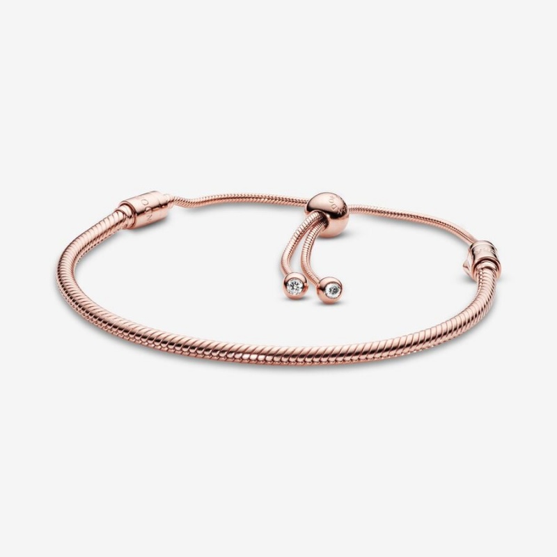 Rose gold plated Pandora Moments Snake Slider Sliding Bracelets | UAWLTS-734