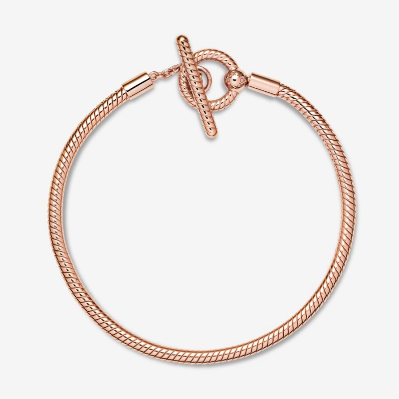 Rose gold plated Pandora Moments T-Bar Snake Charm Holders | LDJWBI-760