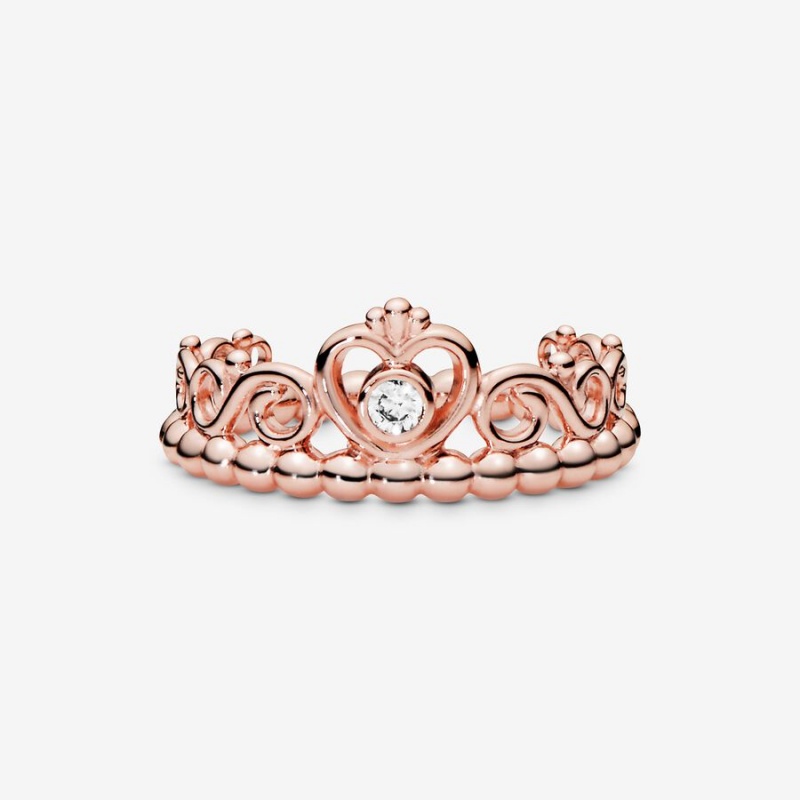 Rose gold plated Pandora My Princess Tiara in with CZ Heart & Promise Rings | XKOSVE-931