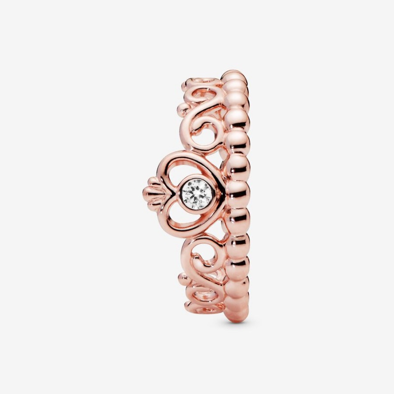 Rose gold plated Pandora My Princess Tiara in with CZ Heart & Promise Rings | XKOSVE-931