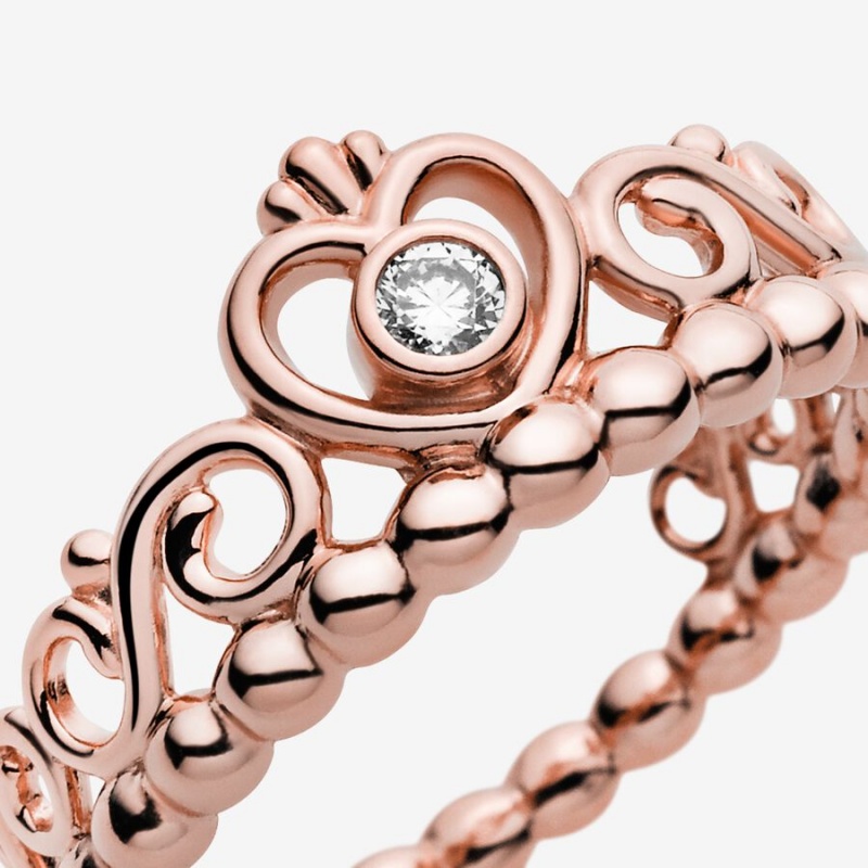 Rose gold plated Pandora My Princess Tiara in with CZ Heart & Promise Rings | XKOSVE-931