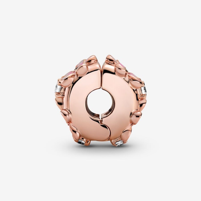 Rose gold plated Pandora Pink Daisy Clip Clips | LYBKRA-738