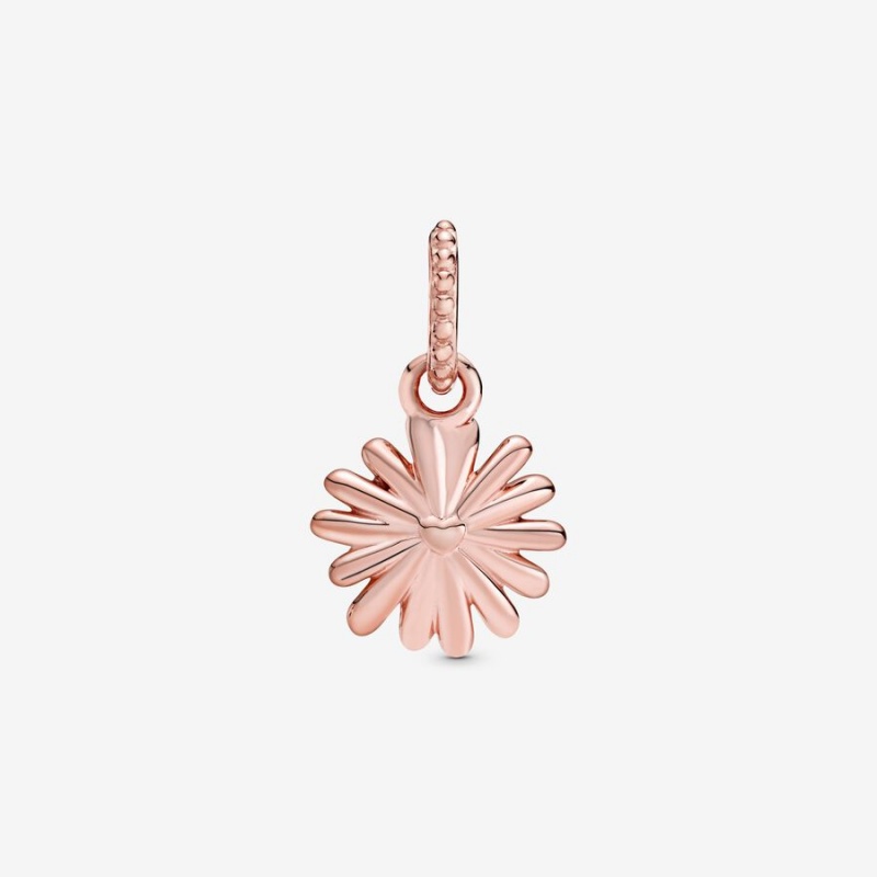 Rose gold plated Pandora Pink Daisy Flower Dangle Charms | DHOWIM-163