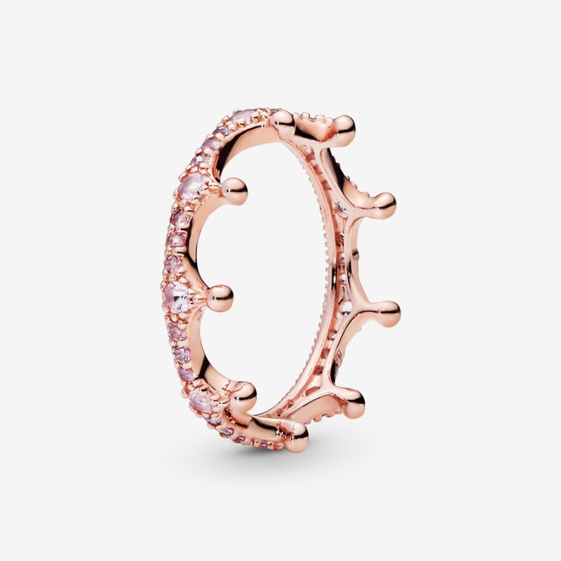 Rose gold plated Pandora Pink Enchanted Crown in Stackable Rings | OSCUJQ-305