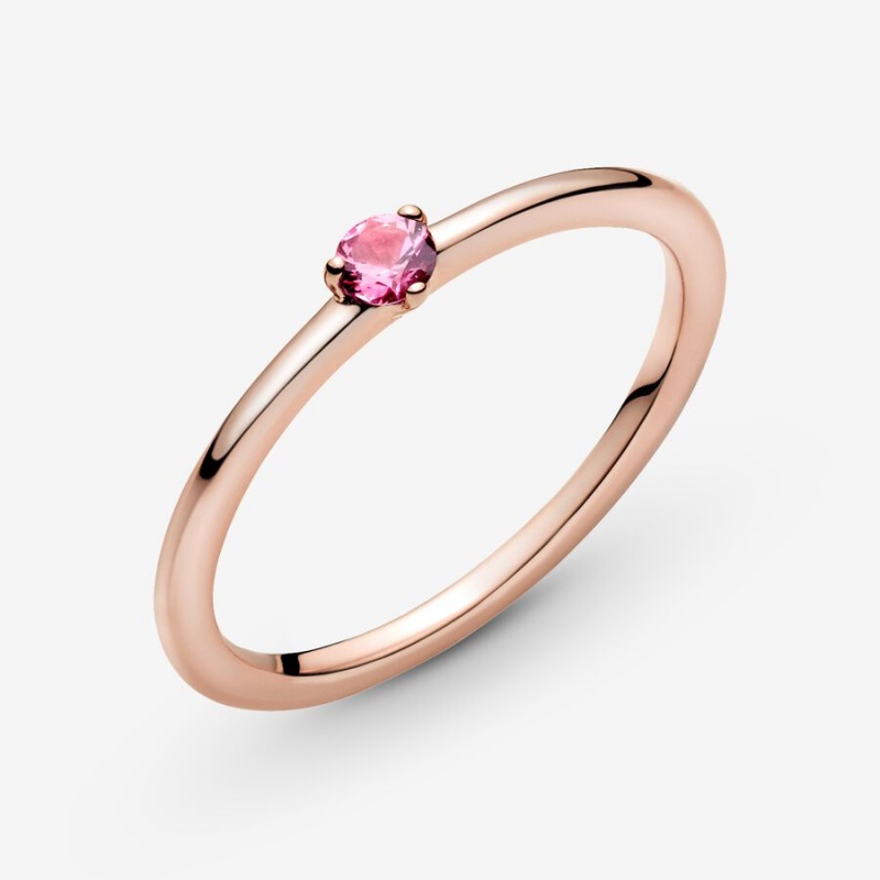 Rose gold plated Pandora Pink Halo & Solitaire Rings | ZFQMNB-862