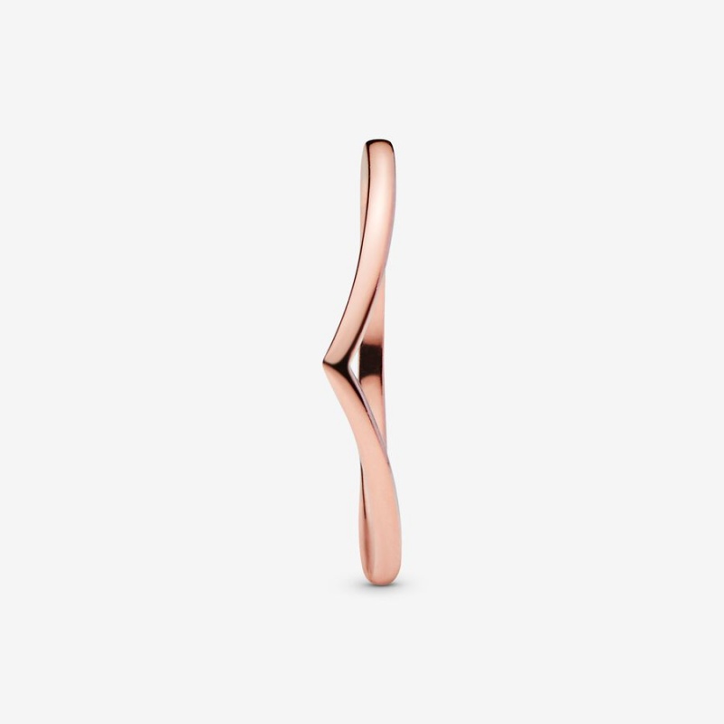 Rose gold plated Pandora Polished Wishbone Stackable Rings | ZRBWJE-806