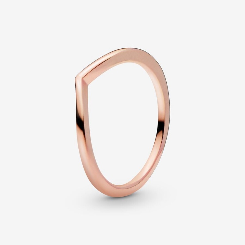 Rose gold plated Pandora Polished Wishbone Stackable Rings | ZRBWJE-806