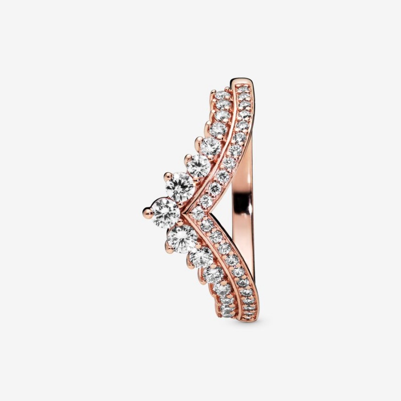 Rose gold plated Pandora Princess Wishbone Pinky Rings | NPZIXB-784