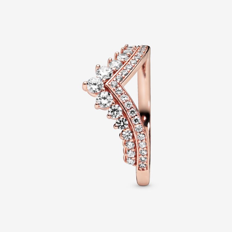 Rose gold plated Pandora Princess Wishbone Pinky Rings | NPZIXB-784