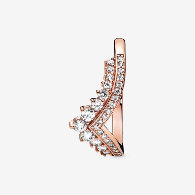 Rose gold plated Pandora Princess Wishbone Pinky Rings | NPZIXB-784