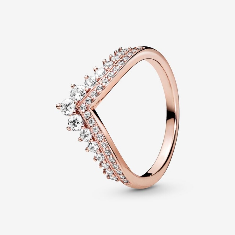 Rose gold plated Pandora Princess Wishbone Pinky Rings | NPZIXB-784