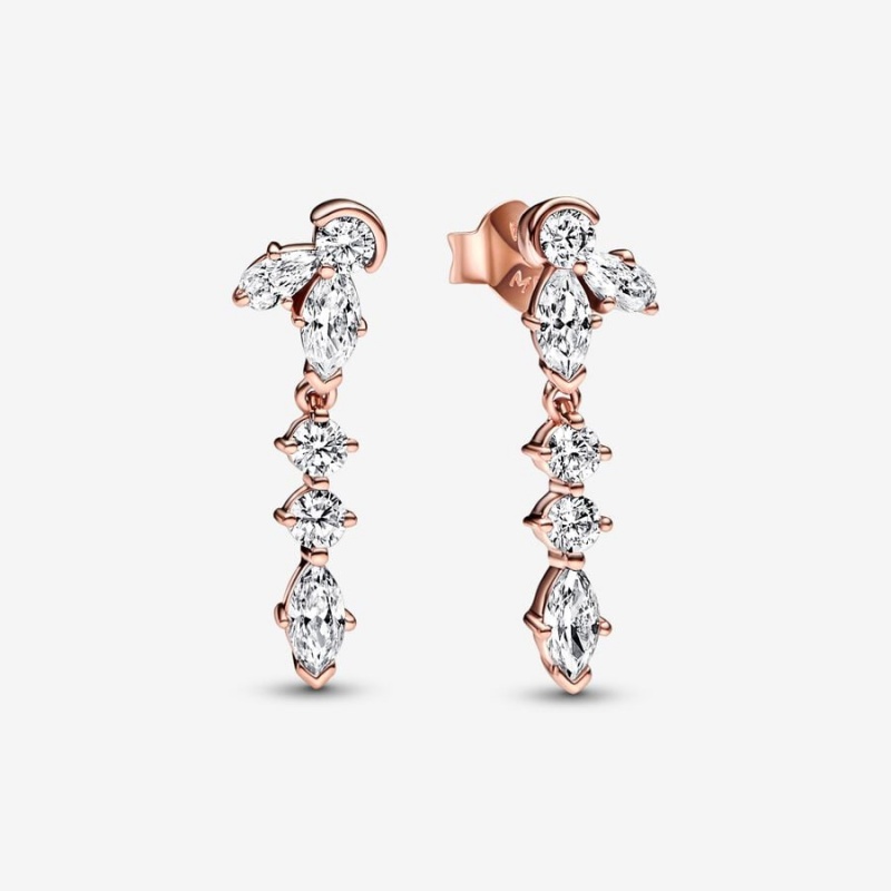 Rose gold plated Pandora Sparkling Herbarium Cluster Drop Earrings | EXMYJL-271