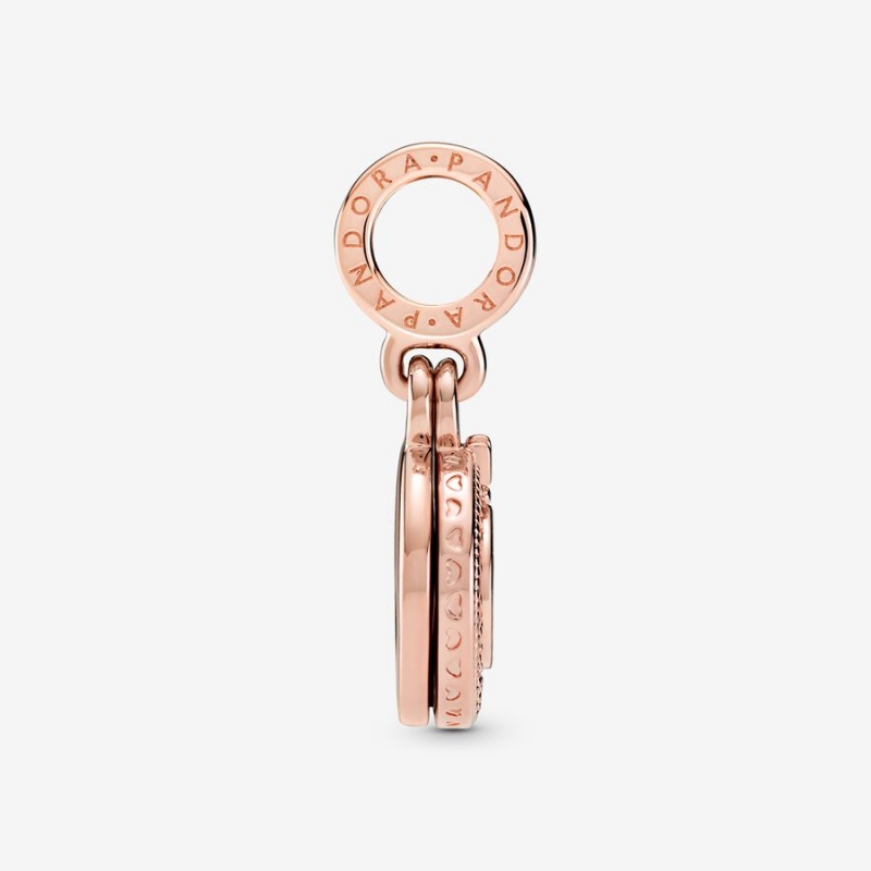 Rose gold plated Pandora Sparkling Pave Crown O Dangle Charms | IBEZQJ-378