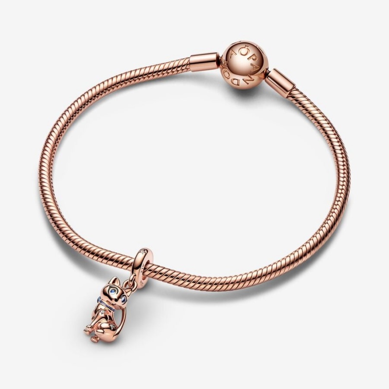 Rose gold plated Pandora Sparkling Pet Cat Dangle Charms | JBADWQ-217