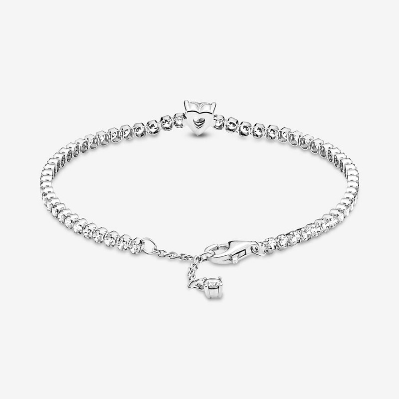 Rose gold plated Pandora Sparkling Tennis Non-charm Bracelets | HBOEUQ-867