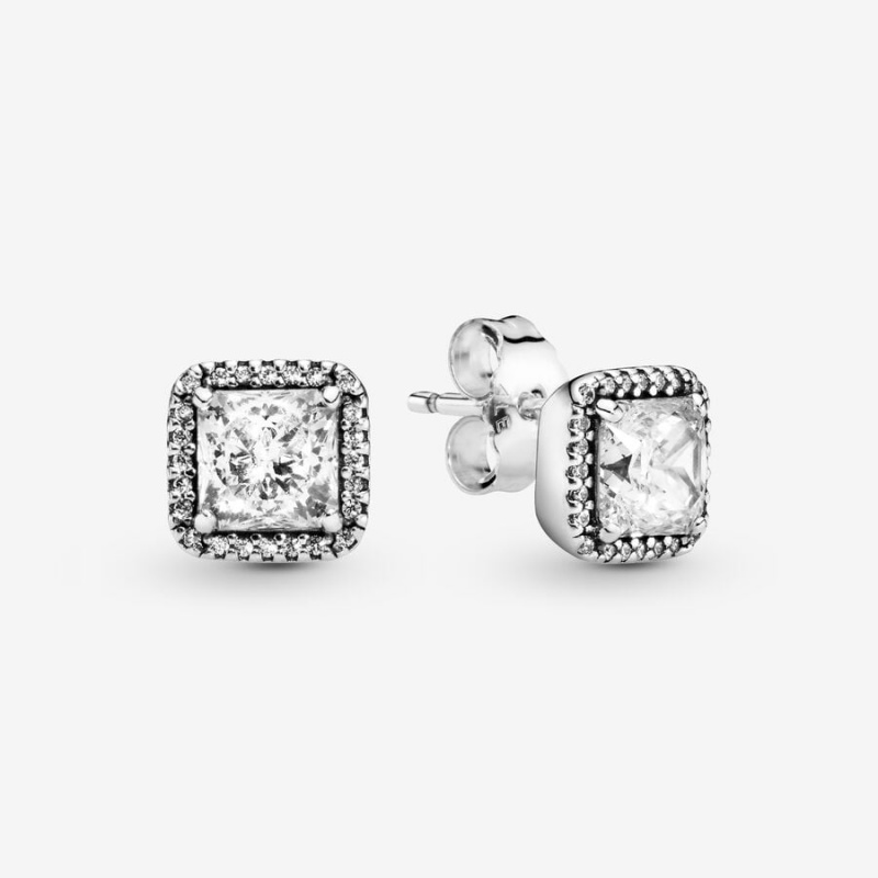 Rose gold plated Pandora Square Sparkle Halo & Solitaire Rings | NMOHZR-437