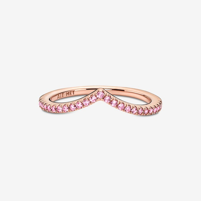 Rose gold plated Pandora Timeless Wish Sparkling Pink Stackable Rings | FVLOPW-780