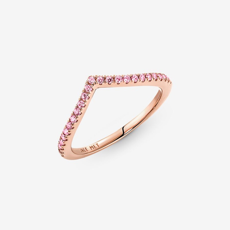 Rose gold plated Pandora Timeless Wish Sparkling Pink Stackable Rings | FVLOPW-780