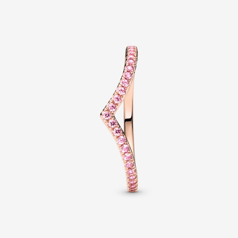 Rose gold plated Pandora Timeless Wish Sparkling Pink Stackable Rings | FVLOPW-780