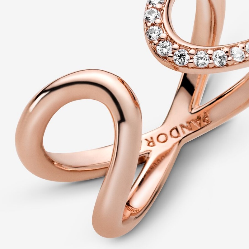 Rose gold plated Pandora Wrapped Open Infinity Statement Rings | PBLJWS-801