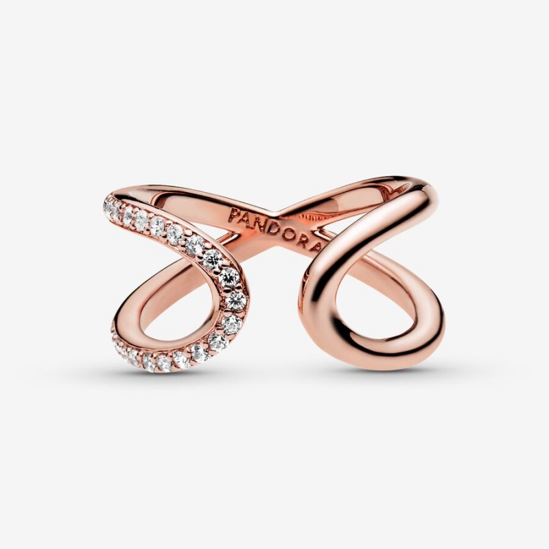 Rose gold plated Pandora Wrapped Open Infinity Statement Rings | PBLJWS-801