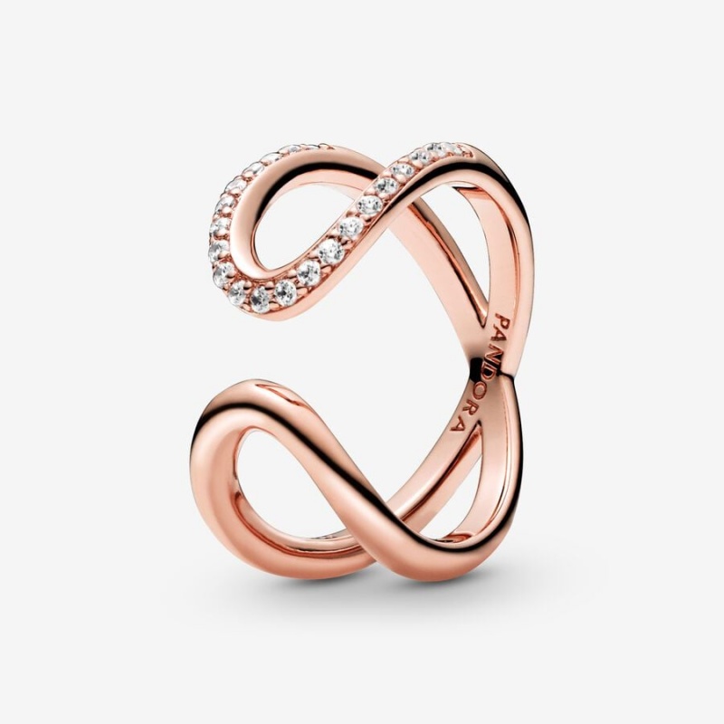 Rose gold plated Pandora Wrapped Open Infinity Statement Rings | PBLJWS-801