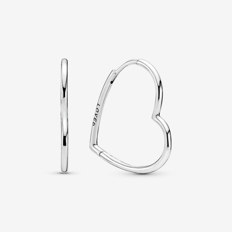 Sterling silver Pandora Asymmetric Hearts of Love Hoop Earrings | VCXALZ-817