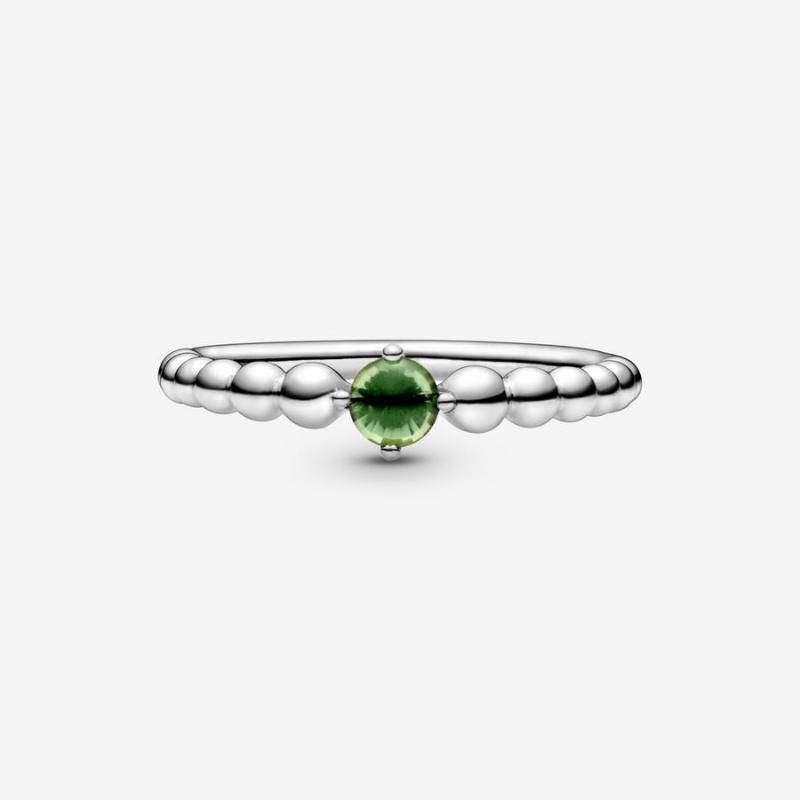 Sterling silver Pandora August Spring Green Beaded Birthstone Rings | AFLPWC-542