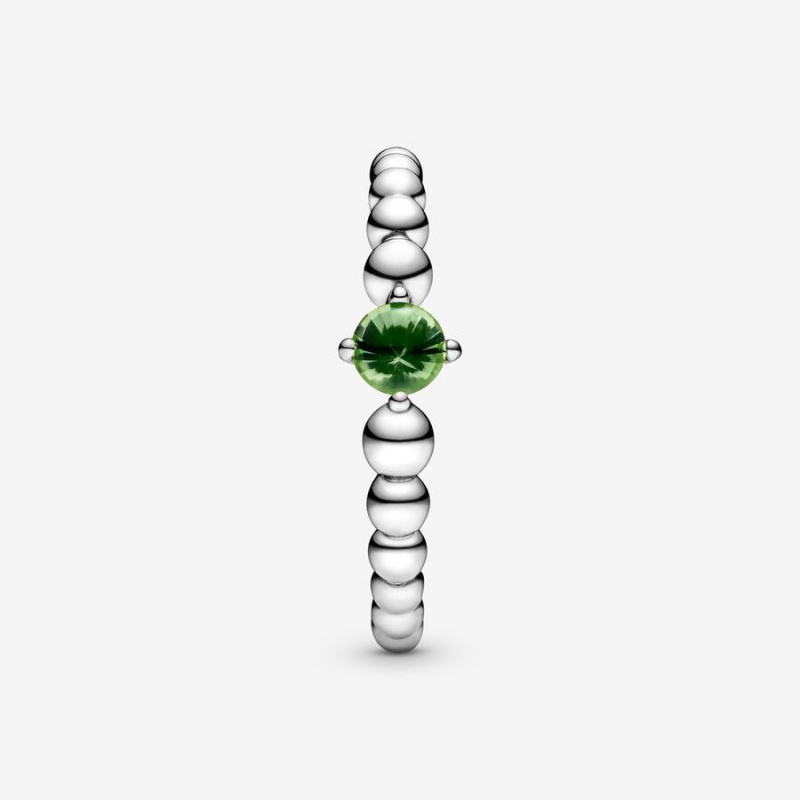 Sterling silver Pandora August Spring Green Beaded Birthstone Rings | AFLPWC-542