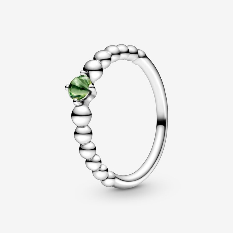 Sterling silver Pandora August Spring Green Beaded Birthstone Rings | AFLPWC-542