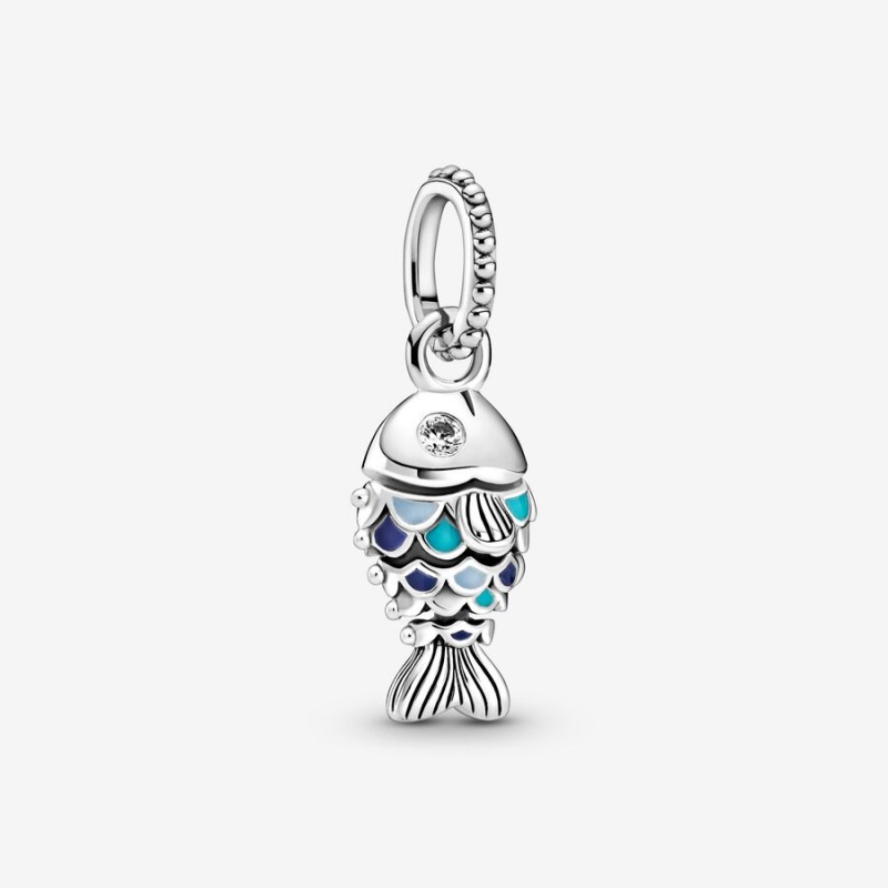 Sterling silver Pandora Blue Scaled Fish Dangle Charms | IVHTJW-379