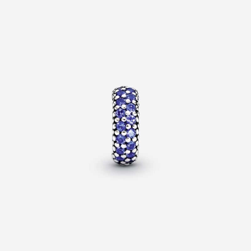 Sterling silver Pandora Blue Sparkle Spacer Charms | QWTHMU-803