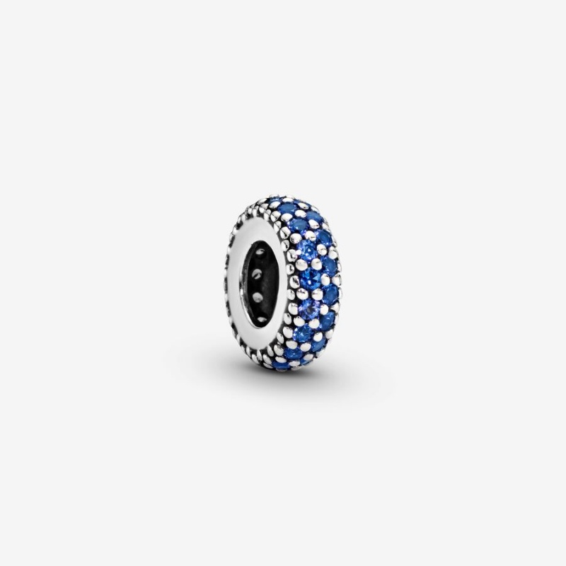 Sterling silver Pandora Blue Sparkle Spacer Charms | QWTHMU-803