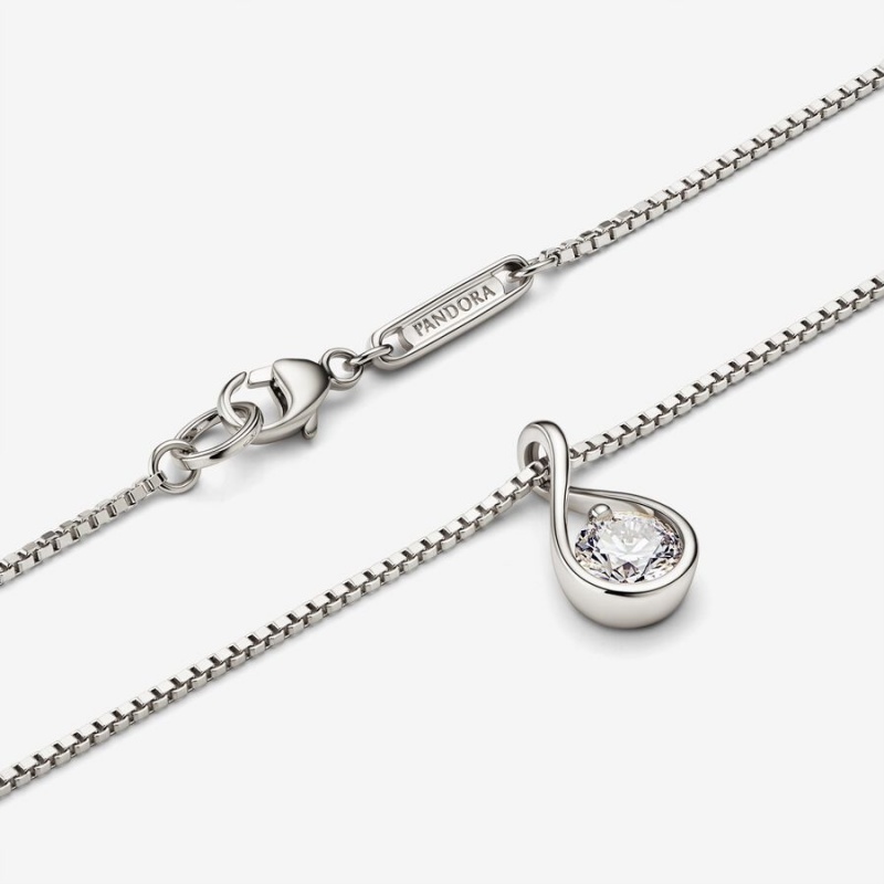 Sterling silver Pandora Brilliance 0.50 ct tw Lab-Created Diamond Necklaces | YCOUTE-930