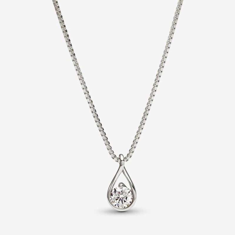 Sterling silver Pandora Brilliance 0.50 ct tw Lab-Created Diamond Necklaces | YCOUTE-930